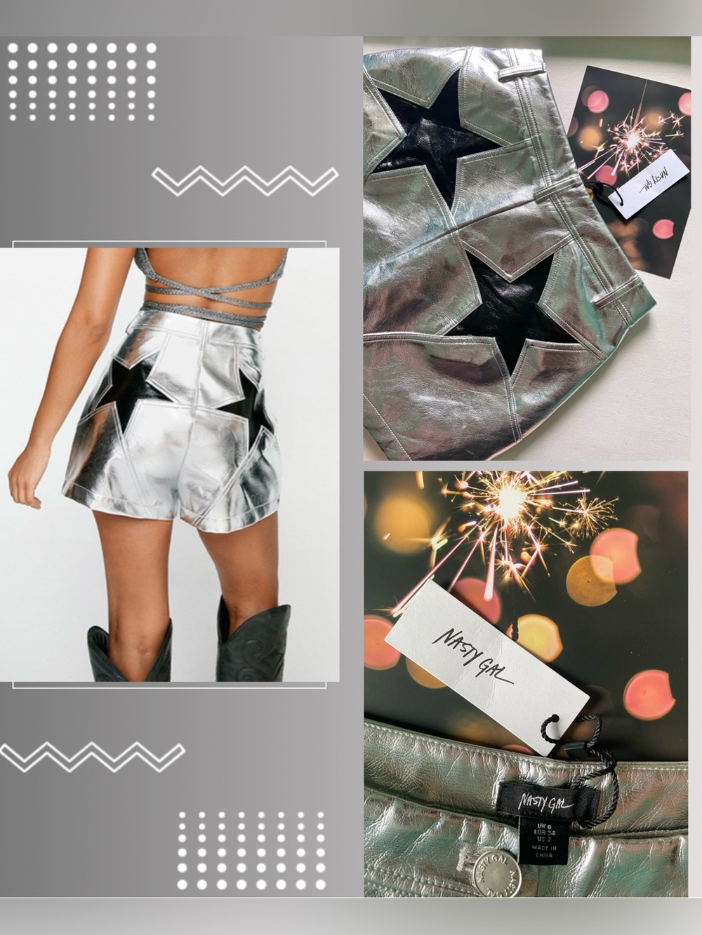 ⭐️ NWT Faux Leather Metallic Star Bum Shorts⭐️